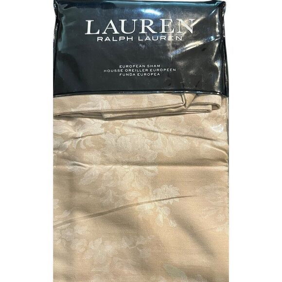 Lauren Ralph Lauren Mya European Pillow Sham Jacquard Cotton True Pearl $170 NWT - Picture 3 of 4